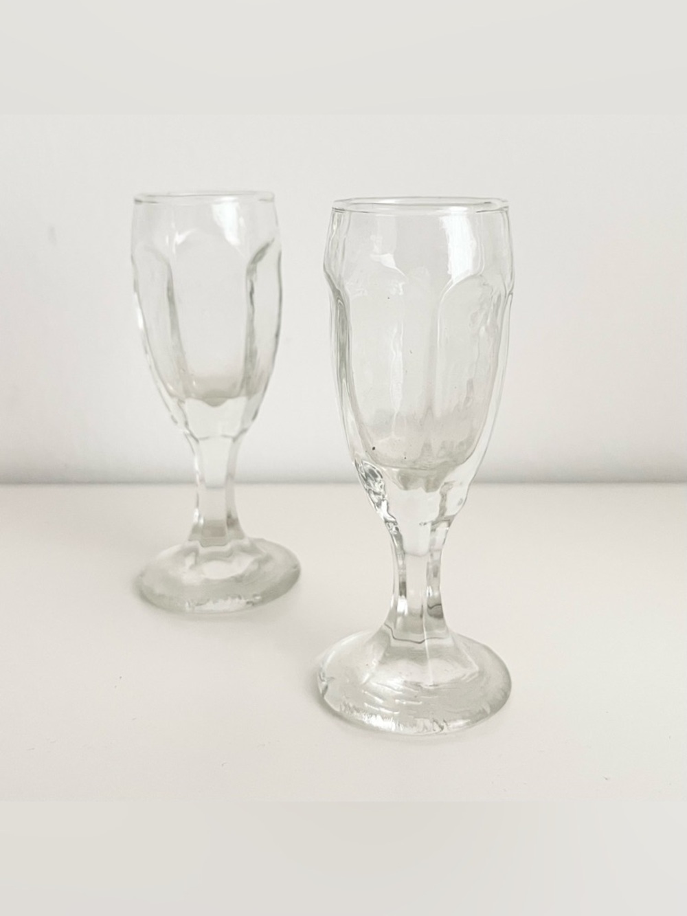 Vintage Libbey Chivalry Cordial Glasses 1 oz Footed Shot Glasses 2 Pieces
